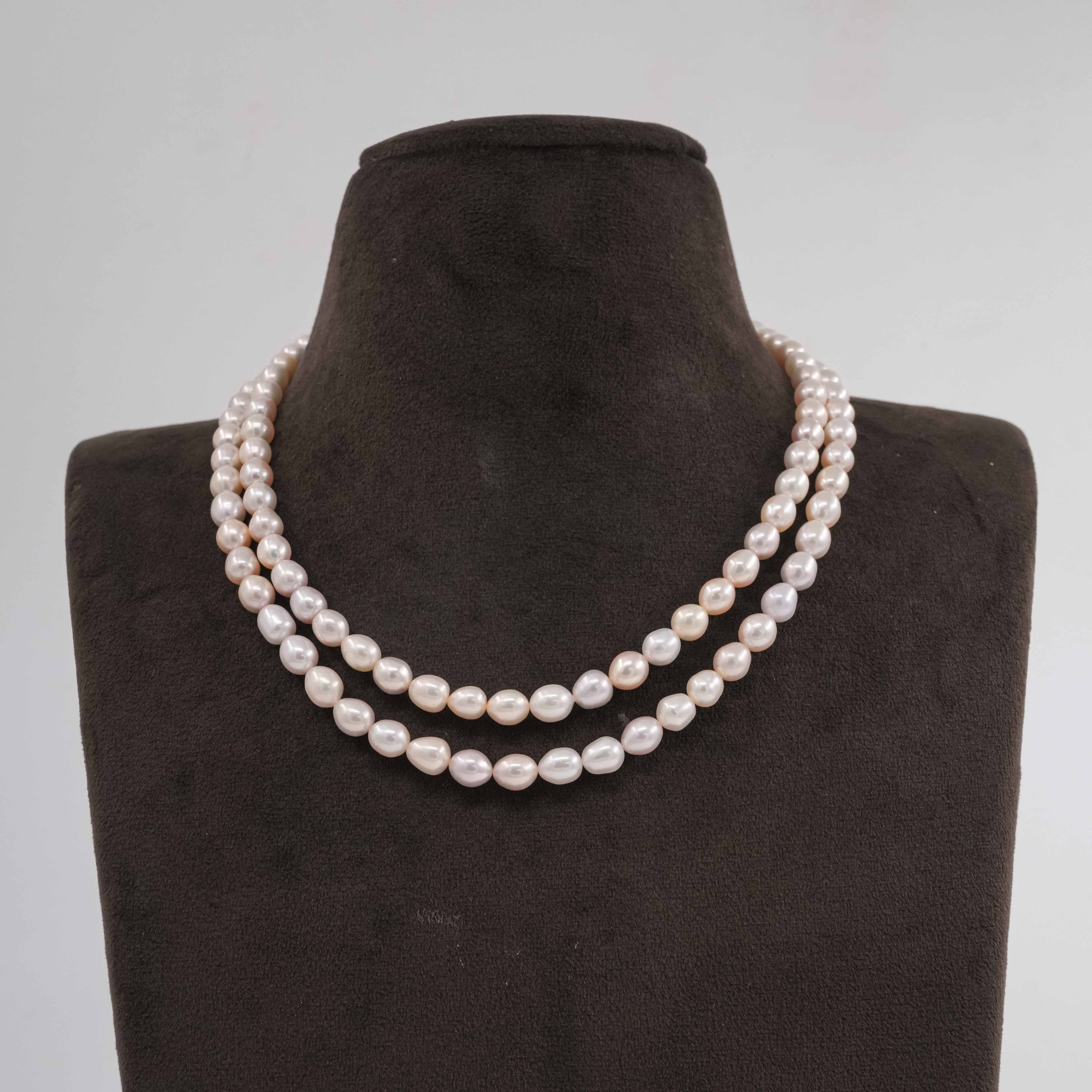 Double Layered Rice Pearl Necklace